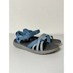 Teva Sanborn Mia Sandals Women's Size‎ 10 Blue Straps Gray Soles